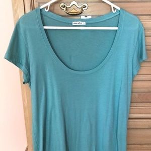 Allen Allen Weekends Tee Top T Shirt Scoop Neck Short Sleeve Robin Blue L
